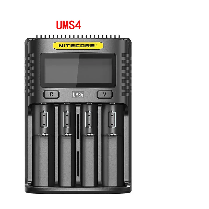 NITECORE UMS4 UMS2 VC4 LCD Smart Battery Charger for Li-ion/IMR/INR/ICR/LiFePO4 18650 14500 26650 AA 3.7 1.2V 1.5V Batteries D4 lithium battery charger 12v Chargers