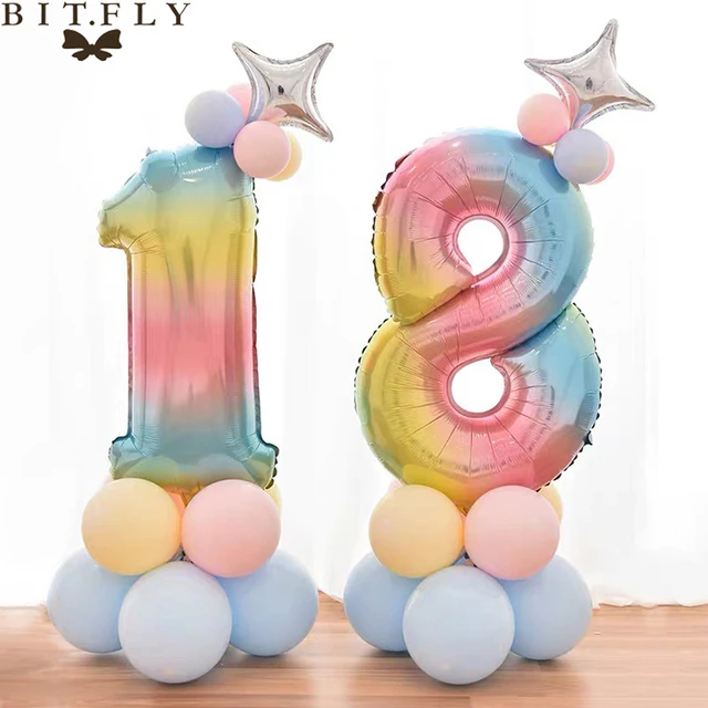 Large number 8 balloon 8th birthday unicorn birthday decorations for girls  party decorations Rainbow Balloons 8 year old birthday decorations