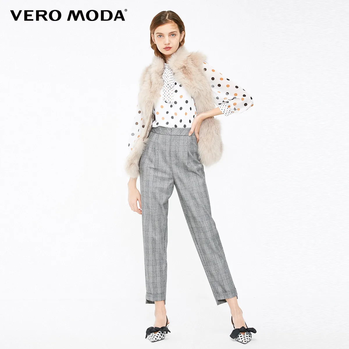 Vero Moda женские OL Стиль свернутые манжеты клетчатые укороченные брюки | 319150513