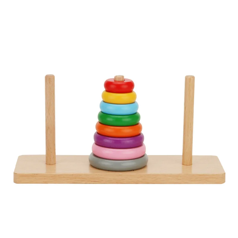 

Children Wooden Tower of Hanoi Early Childhood Educational Toy Intelligence Development Rainbow Tower Color Cognitive Teaching A