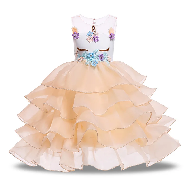 Платье для девочек; платье с единорогом для девочек; Детские платья для девочек; платье Эльзы; Детские праздничные платья принцессы; карнавальный костюм с единорогом - Цвет: E75-1