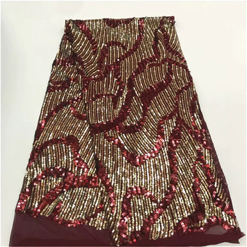 

2019 New Design Nigerian Lace Latest African Lace 2019 red Bridal Lace Fabric Navy Blue African High Quality Sequins Lace Fabric