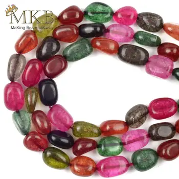 

10*14mm Touymaline Color Cracked Quartz Natural Stone Irregular Beads For Jewelry Making Spacer Loose Beads Diy Bracelet 15"