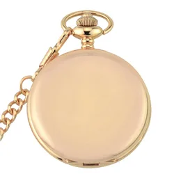 Elegant Quartz Pocket Watch Pendant Necklace in Polish Finish - Silver, Bronze, Black, Gold Options (Rose gold with chain)