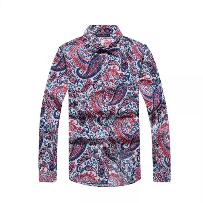 Tailor Pal Love Men Autumn Summer Casual Long Sleeved Shirt Printed with Turn-down Collar Shirt comfortable and soft