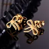 Bohemia Bowknot Earrings for Girl Women Bow Rosette Design Style Ear Studs Stainless Steel Earings Wholesale 12 Pairs Pack Gifts 3