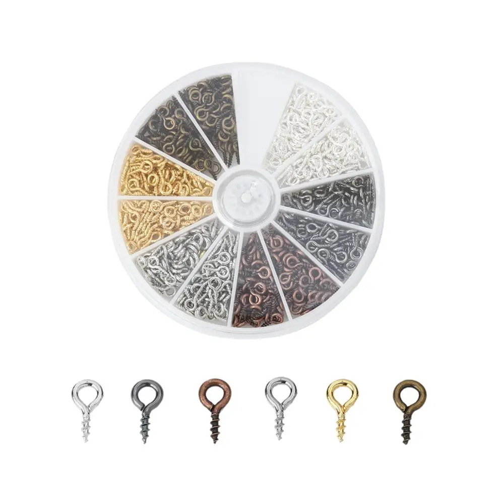 

1 Box Hot Iron Based Alloy Screw Eyes Bails Top Drilled Set For Jewelry Making Findings Necklace DIY Components Mixed 8mm x 4mm