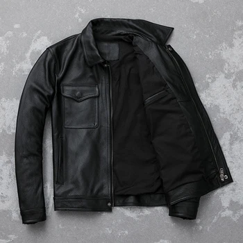 

Autumn new cowhide stone mill to old lapel workman fit leather leather jacket leather jacket men