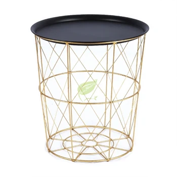 

Simple Mini Tea Table Metal Living Room Bedroom Dirty Laundry Basket Light Luxury Small Round Table Side Table