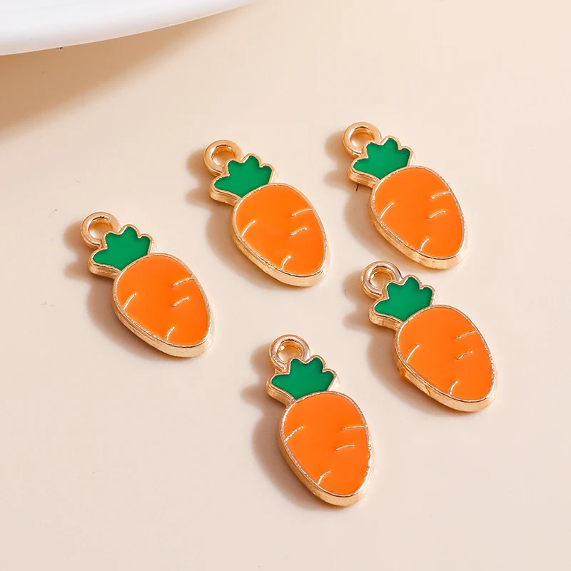 10 Stück 7*15mm Kreative Emaille Mini Karotte Charms für Ohrringe Anhänger Halsketten Handarbeit Handwerk DIY Schmuck Zubehör – Detail 6