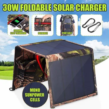 

Sunpower 30W 5V Foldable Solar Panel Charger USB Solar Power Bank for Camping Hiking