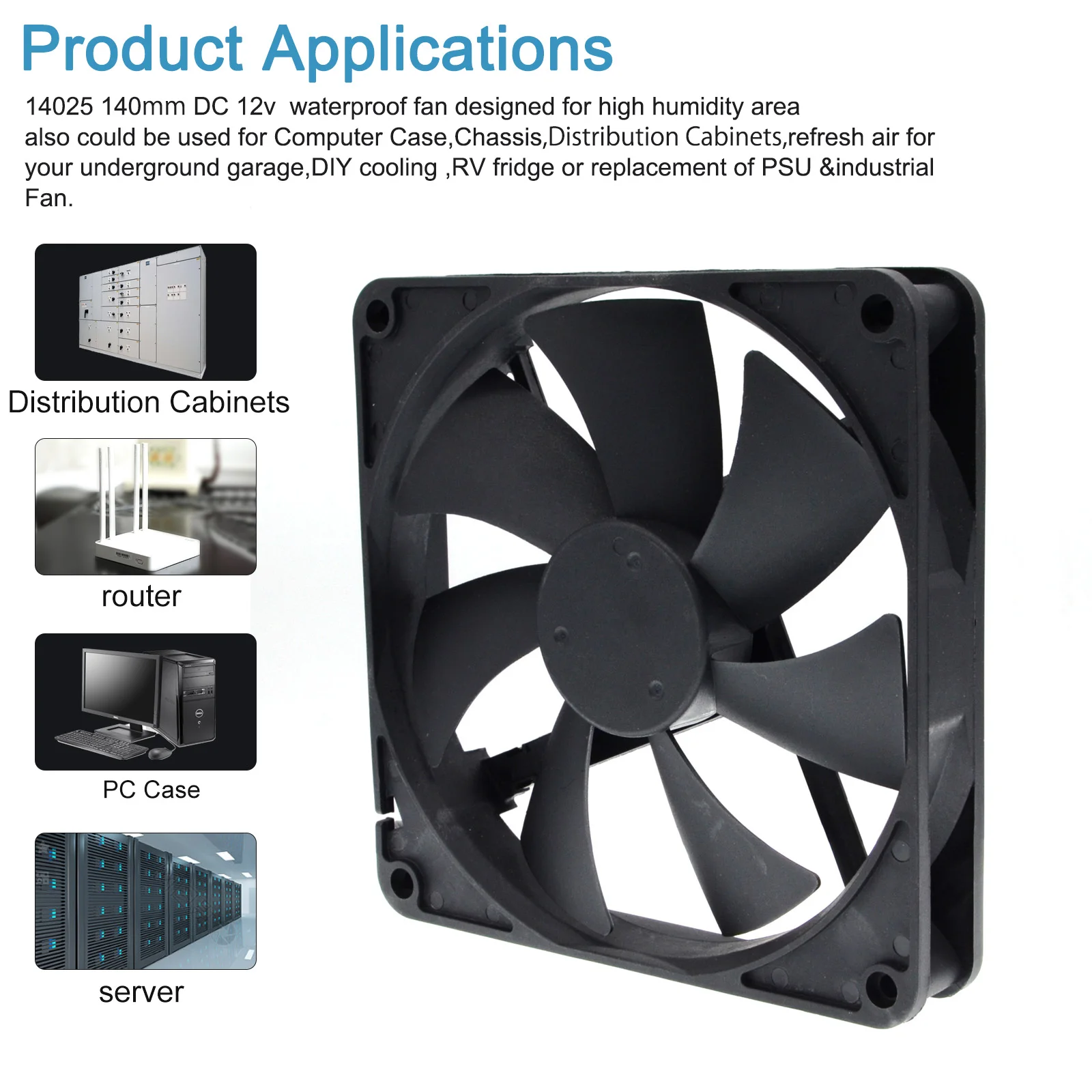 Ventilador de Refrigeração à Prova Refrigerador de Alta Computador Case Ddustágua Dustproof 2900rpm 140x140x25mm Bola Dupla 12v Velocidade Ip68 140mm 14cm - Imagem 5