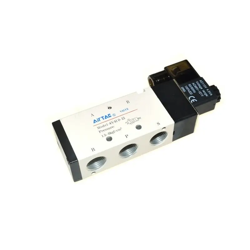 

1/2'' 2 Position 5 Port Airtac Air Solenoid Valves 4V410-15 Pneumatic Control Valve (4v41015) 24V dc 12v 110v 220v ac