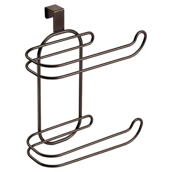 

Wall Mount Iron Art Door Back With 2 U-shaped Hooks Multifunctional Cabinet Anti Slip Toilet Paper Holder Storage Rack