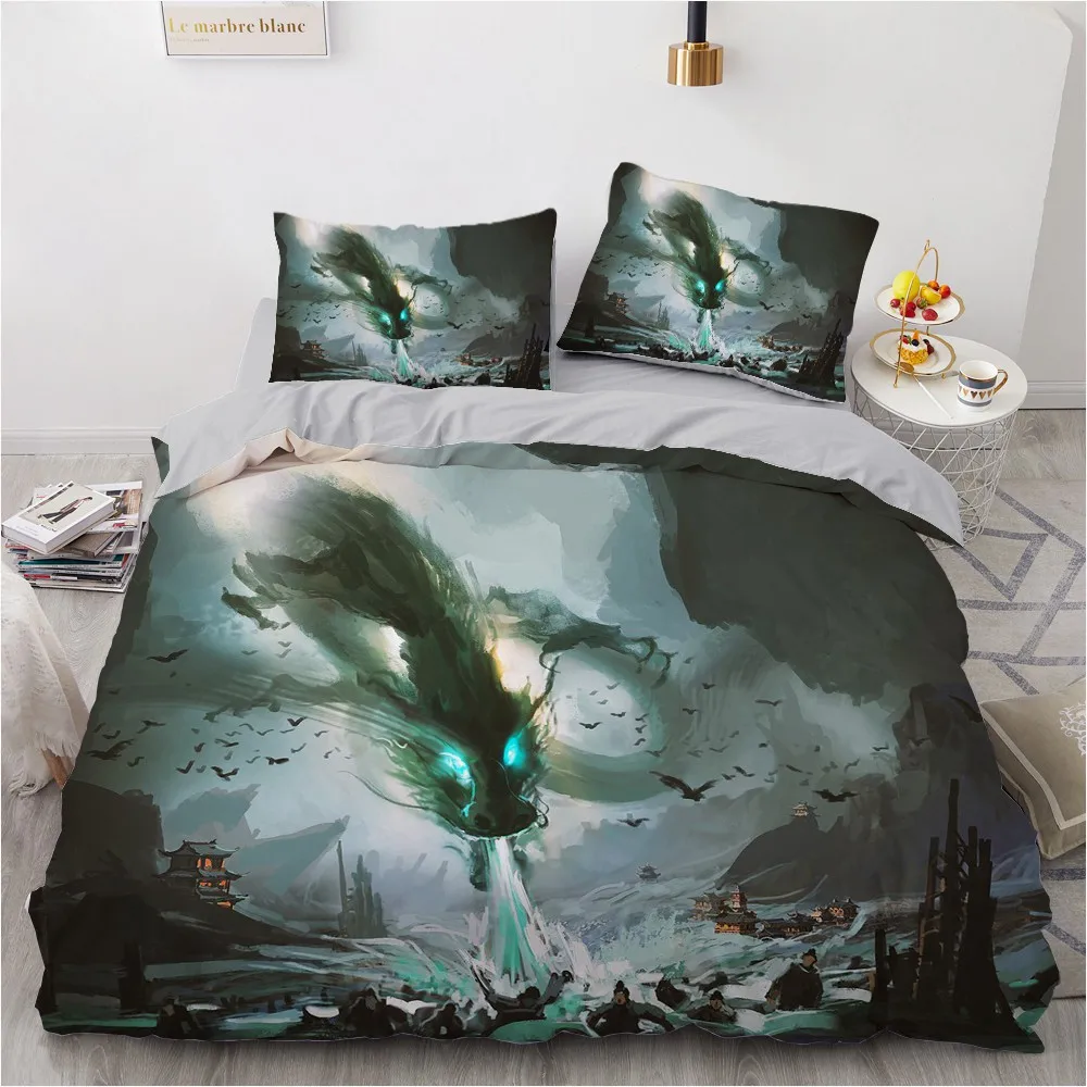 Set Di Biancheria Da Letto Con Stampa 3D Lusso Drago Distruzione Roclet Astronauta Single Queen Double Full King Twin Bed For Home Copripiumino