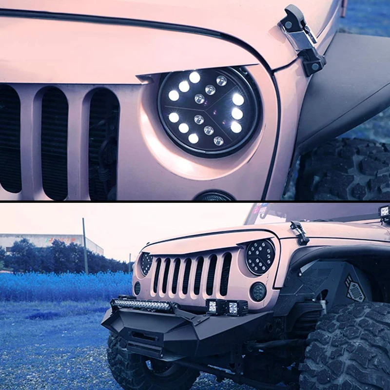 Пара 7 дюймовых круглых светодиодных фар с Hi/Lo лучом для Jeep Wrangler JKU Jk Tj CJ TJ H4 H13
