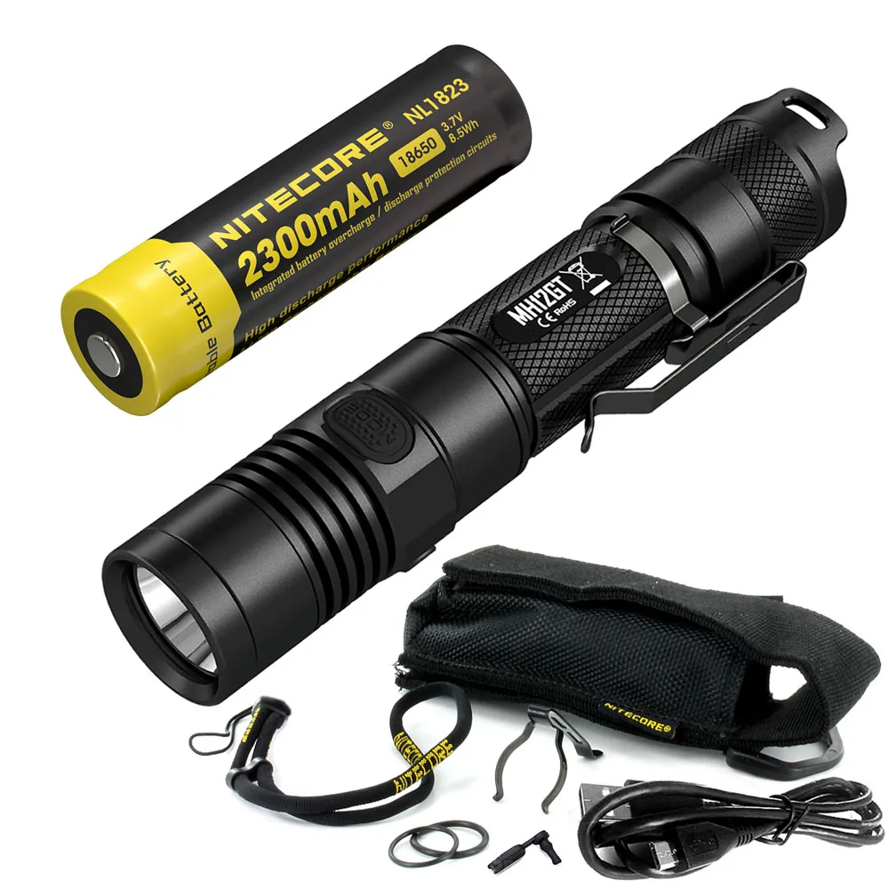 NITECORE MH12GT USB непосредственно заряжаемый фонарик CREE XP-L HI V3 светодиодный Луч расстояние 320 м Открытый спортивный факел поиск света - Испускаемый цвет: MH12GT NL1823