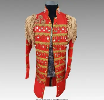 

Men's Slim Court Suit Mid-length 2020 New European and American Fashion Men's Personalized Tassel singer Costume SIZE S-XXL