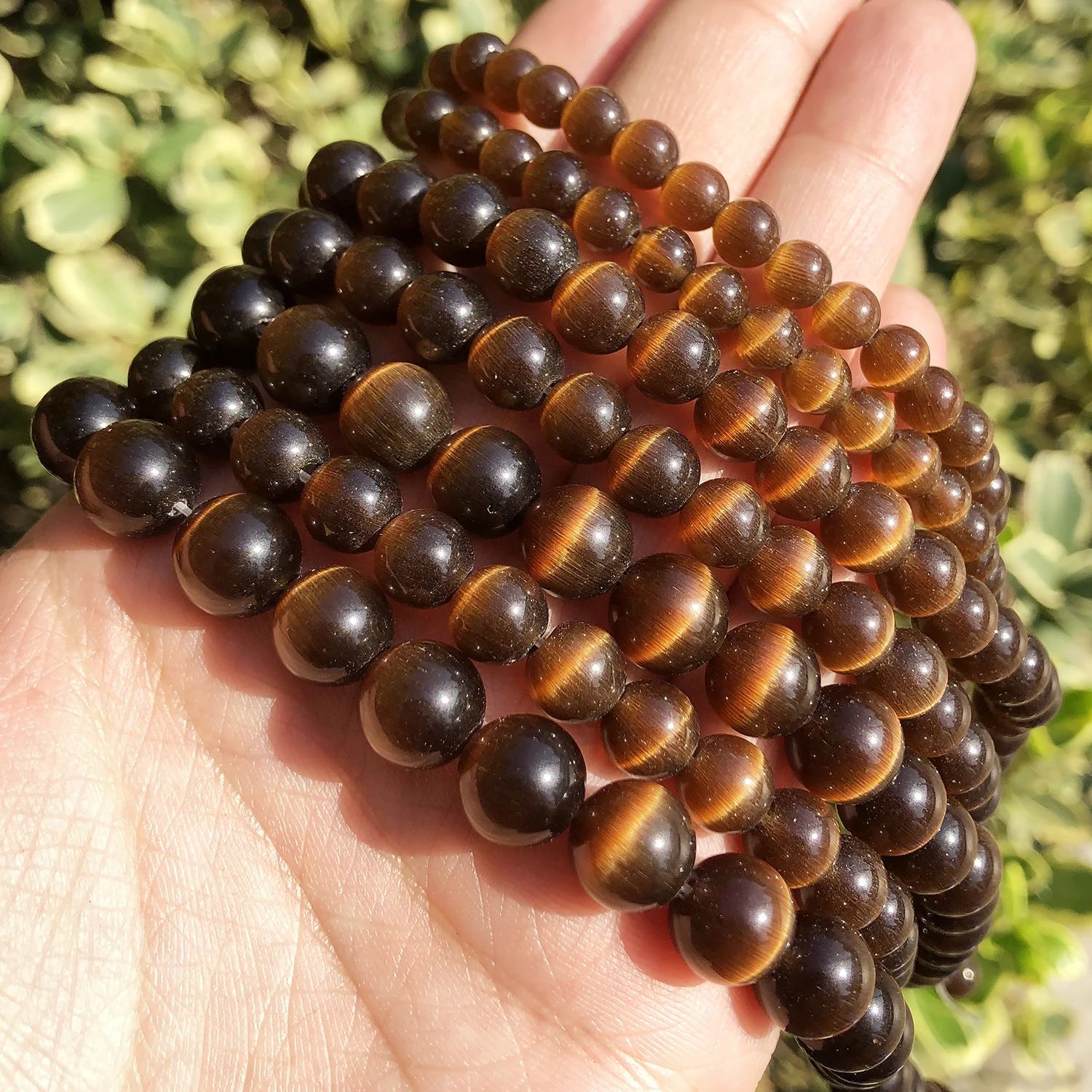 Natural Pink, White, & Blue Cat Eye Round Loose Beads for Jewelry Making - High-Quality Moonstone DIY Bracelet, 15 Strand
