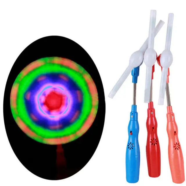 Flashing Light Up LED Spinning Music Windmill Strip Shape Child Toy Gift 2