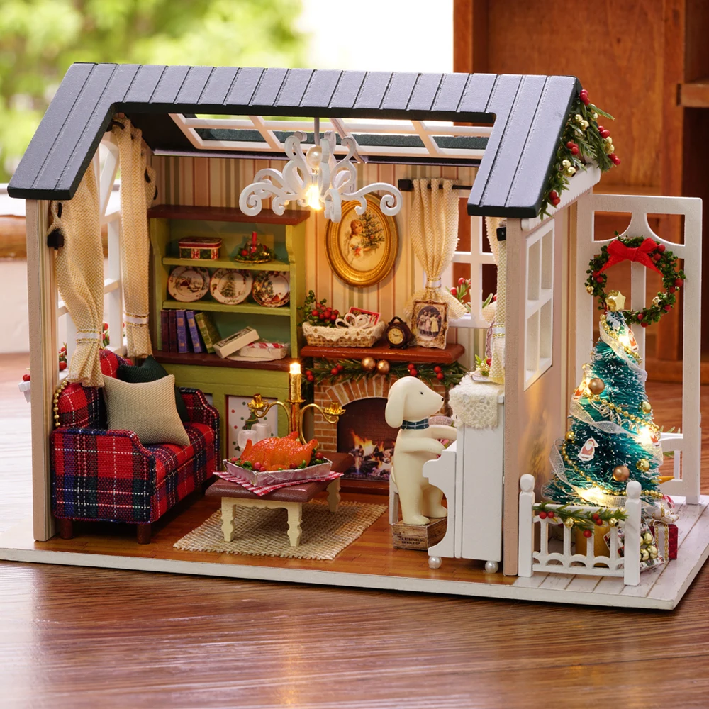 Горячая Новинка DIY Рождественский миниатюрный кукольный домик мини 3D деревянный