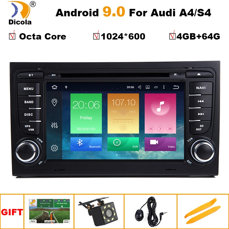 " ips HD Радио 2 din Android 9 Восьмиядерный автомобильный dvd-плеер gps DAB+ OBD2 для Audi A4 S4 RS4 2002 2003 2004 2005-2008 SEAT Exeo