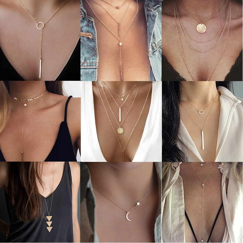 New Choker Necklace Pendant Jewelry Crystal Heart Bohemian-Moon Sexy Gift Women  glLqywllX