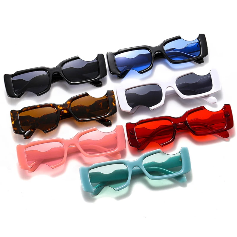 SO&EI Ins Popular Fashion Unique Rectangle Sunglas Women Vintage Candy Color Eyewear Men Square Shades UV400 Sun_voghion.com