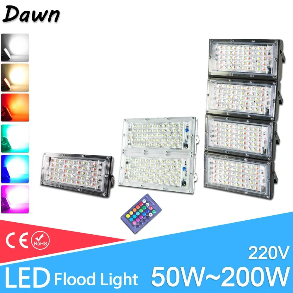

LED Flood Light 50W 100W real power RGB Floodlight LED street Lamp 220V 240V waterproof outdoor Lighting IP65 led spotlight