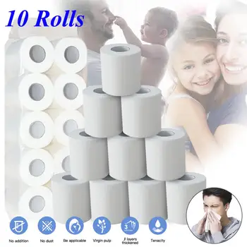

10 Rolls Toilet Tissue Home Bath Toilet Roll Paper Soft Toilet Paper Skin-friendly Coreless Paper Towels