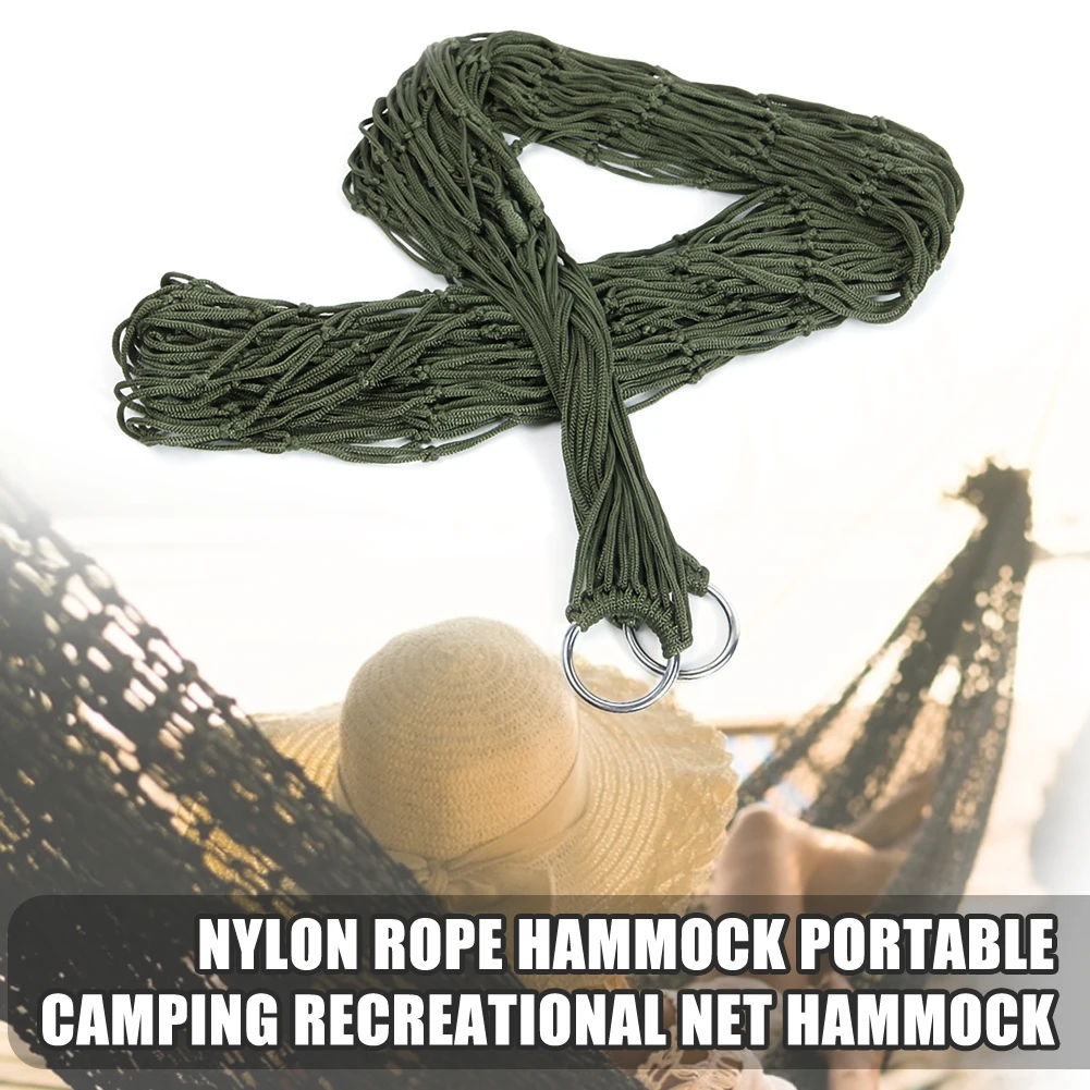 Nylon Hammock Portable Garden Mesh Net Sleeping Bed Hamaca for Outdoor Travel Camping Hamak Blue Green Red Outdoor Hammocks