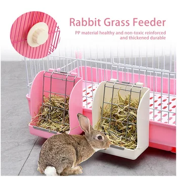 

Pet Hay Manger Dish Food Feeder Grass Rack Dispenser Rabbit Guinea Pig Hamster