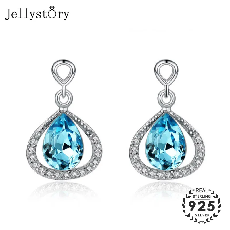 Jellystory трендовые серьги 925 серебро ювелирные в форме капли воды сапфир