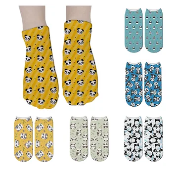 

3D Printed Mini Pattern Autumn Women Socks Funny Cute Panda Colorful Kawaii Girl Gift Soft Low Ankle Cotton Sports Crew Socks