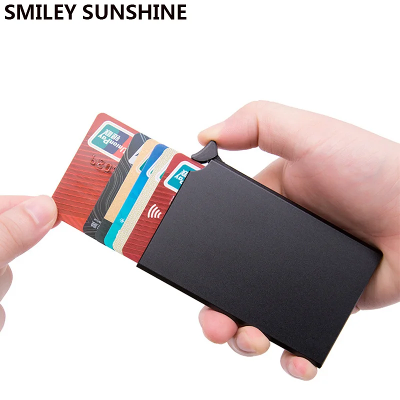 RFID Single Case Credit Card Holder Wallet Anti Blocking Metal Business Cardholder For Men Women Smart Slim Thin id Creditcard | Багаж и