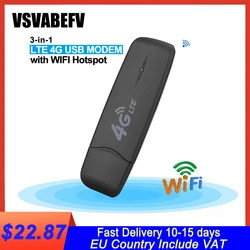 Modem Wifi 4G Lte Usb 150Mbps, Dongle Portable sans fil, point d'accès pour voiture, avec emplacement pour carte Sim, pour PC de bureau et ordinateur Portable 