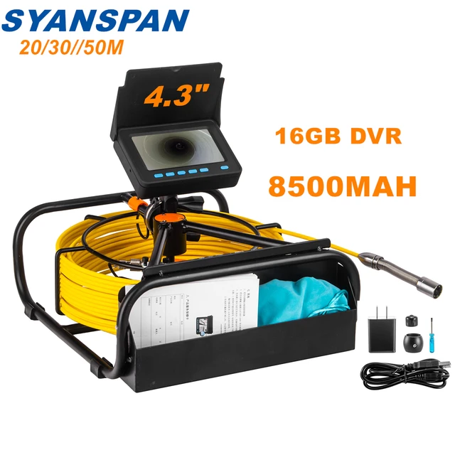 Caméra d'inspection de tuyau avec carte FT DVR 16 go, Endoscope industriel  de Drain d'égout SYANSPAN IP68 8500MHA batterie 10/20/30/50M - AliExpress
