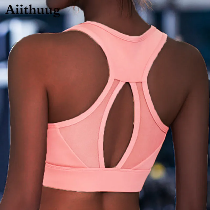 Workout Running Sports Bras For Women High Impact High Support Zip Front  Adjustable Shoulder Straps Cross Back Crop Top