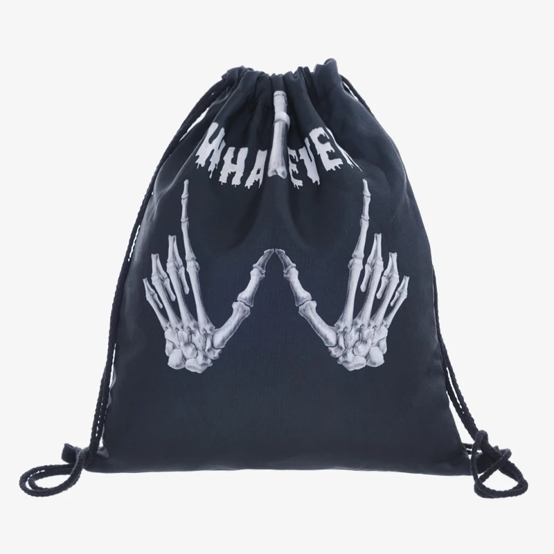 skull drawstring bag