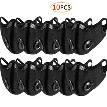 10 pçs esporte máscara facial filtro de carvão ativado máscara de poeira pm 2.5 anti-poluição correndo treinamento mtb bicicleta de estrada ciclismo máscara 0522