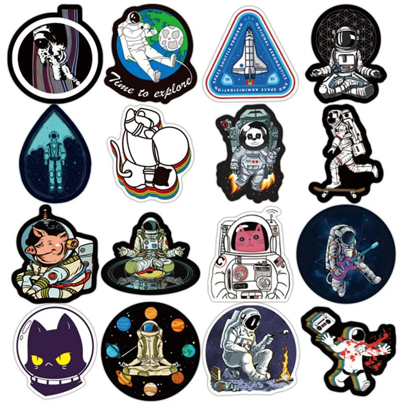 100pcs/set Outer Space Astronaut Stickers For Suitcase Skateboard Laptop Luggage Fridge Car Styling DIY Decal Sticker For Gift