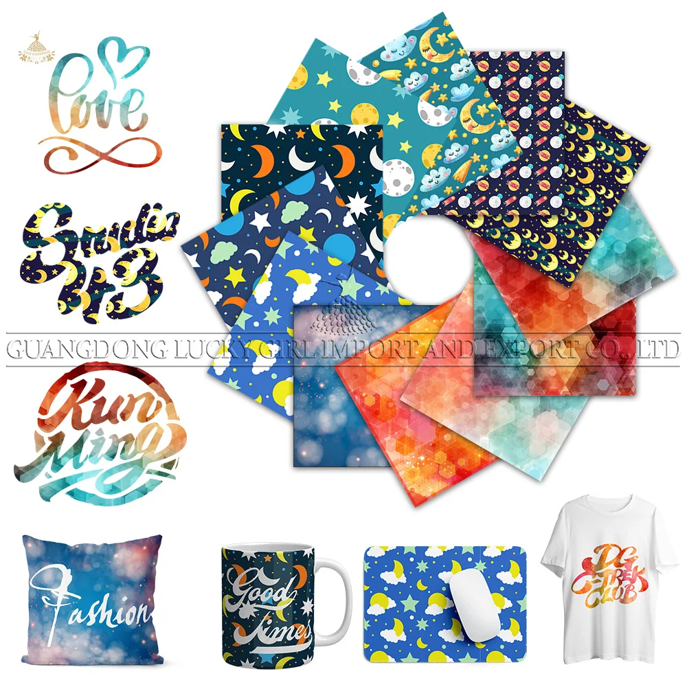 

Lucky Goddness Infusible Transfer Ink Sheets 12 Pcs 12X12" Cute Starry Sky Sublimation Ink Transfer Vinyl for Mug Press T-Shirts