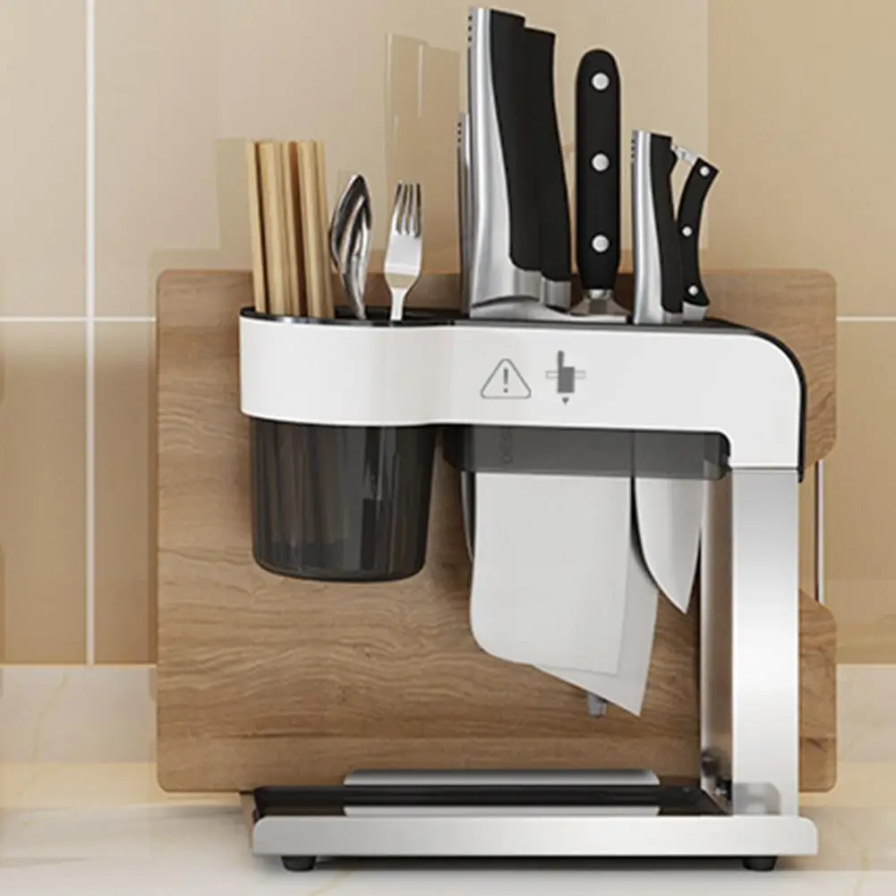 

Kitchen Knife Holder Kitchen Knife Rack Chopsticks Chopping Board Cutter Integrated Storage Shelf Stainless Steel Knife Holder