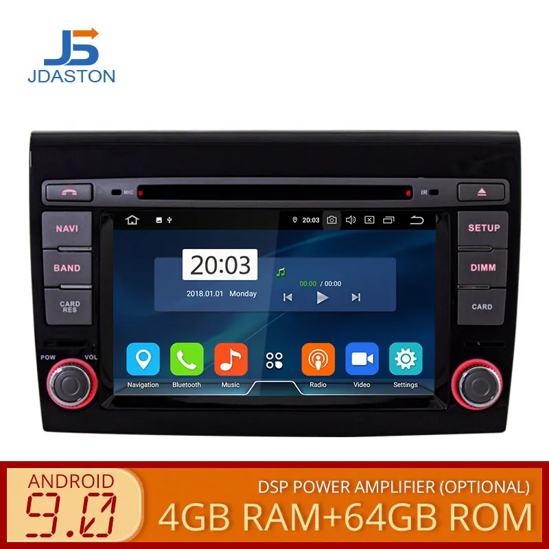 JDASTON Восьмиядерный Android 9,0 автомобильный dvd-плеер для Fiat Bravo 2007-2013 Мультимедиа gps Навигация стерео 2 Din автомагнитола 4G+ 64G