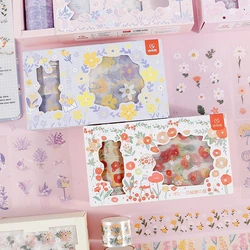 Ensemble de bande adhésive Washi en forme de fleur, 4 rouleaux de 9 autocollants pour Scrapbooking, Kawaii Washitape Sakura PET, papeterie adhésive décorative 
