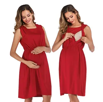 

2020 Maternity Dresses Pregnancy Nursing dress for Pregnant clothes for Women sleeve summer casual Breastfeeding dress Boat Neck