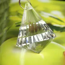 Glass Art Crystal Chandelier Lamp Prisms Pendant 30mm Faceted DIY 40mm Jewelry S0P2