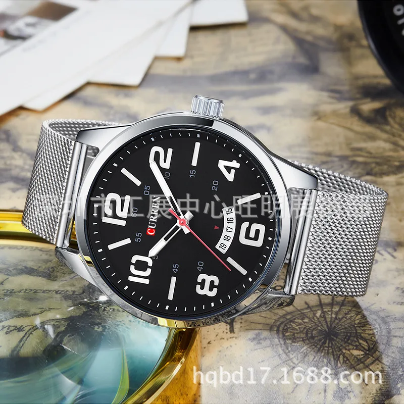 Curren/Karui En 8236 водонепроницаемые кварцевые наручные часы с ремешком-сеткой Популярные Бизнес часы унисекс с большим циферблатом
