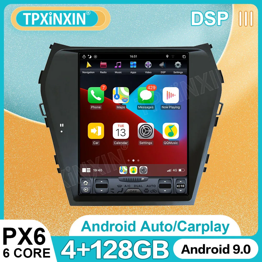 

Android 9 Tesla Style For Hyundai Santa Fe ix45 2013 2014 2015 2016 2017 2018 Car Radio Stereo Multimedia Player GPS Head Unit