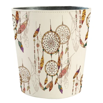 

Hot 25 X 20 X 27cm 10L Waterproof Leather Trash Bin Waste Container Garbage Can - Beige Dreamcatcher/Dreamcatcher + Letters/Blue